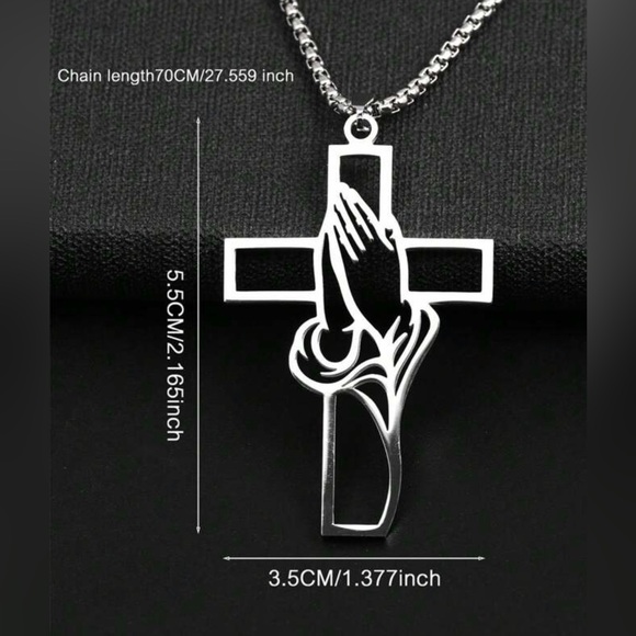 Stainless Steel Prayer Cross Necklace - Picture 3 of 3